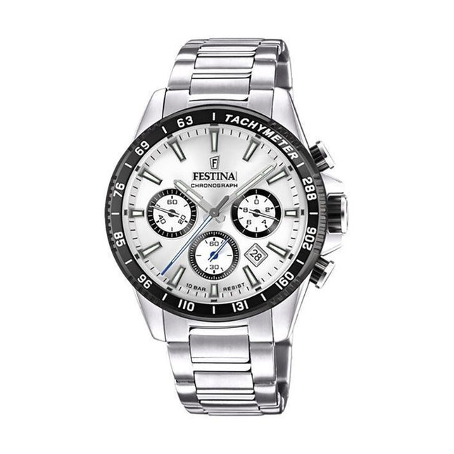 Festina Timeless Chronograph Stainless Steel Silver Dial Quartz F20560-1 100M Mens Watch