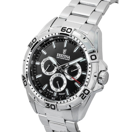 Festina Stainless Steel Multifunction Black Dial Quartz F20623-4 100M Men's Watch