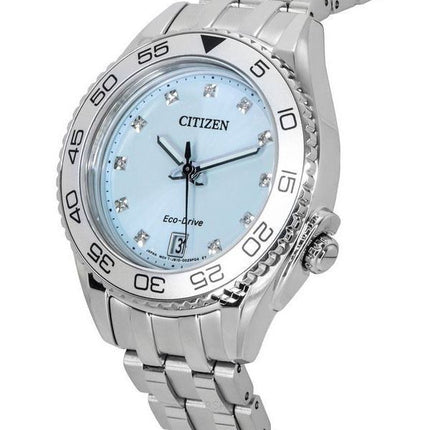 Citizen Carson Eco-Drive Carson Diamond Accents Stainless Steel Light Blue Dial FE6161-54L 100M Women's Watch