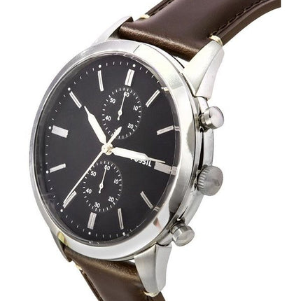 Fossil Townsman Chronograph Brown LiteHide Leather Strap Black Dial Quartz FS5967SET Men's Watch With Gift Set