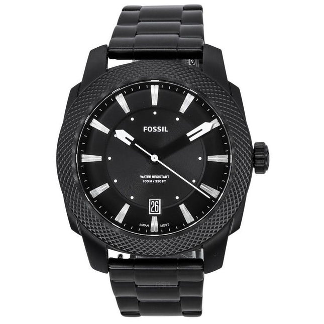 Fossil Machine Stainless Steel Black Sunray Dial Quartz FS5971 100M Men's Watch