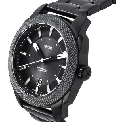 Fossil Machine Stainless Steel Black Sunray Dial Quartz FS5971 100M Men's Watch