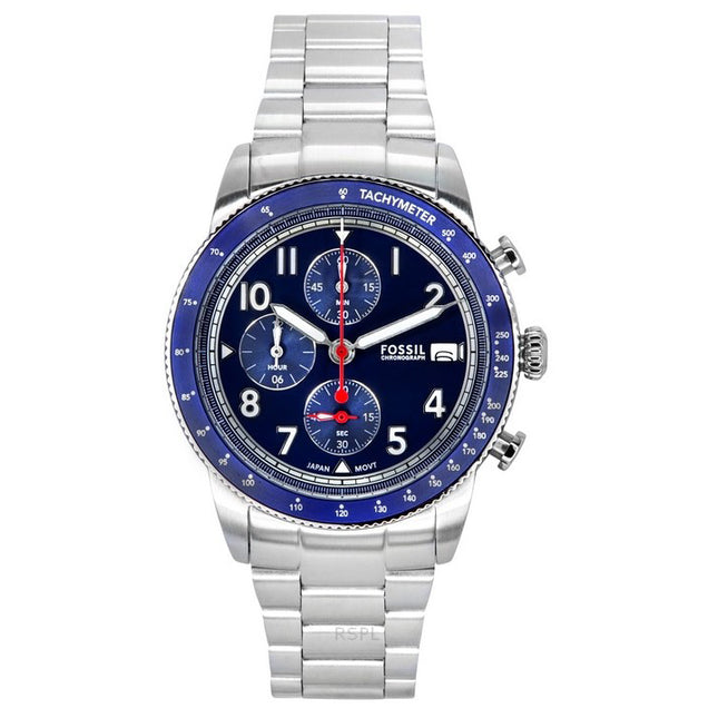 Fossil Sport Tourer Chronograph Stainless Steel Blue Dial Quartz FS6047 Men's Watch