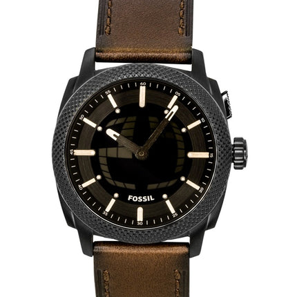 Fossil Machine Big Tic Analog Digital Brown Leather Strap Black Dial Quartz FS6165 Men's Watch
