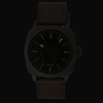 Fossil Machine Big Tic Analog Digital Brown Leather Strap Black Dial Quartz FS6165 Men's Watch