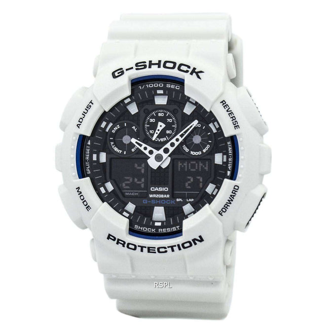 Casio G-Shock World Time White Analog Digital GA-100B-7A Men's Watch