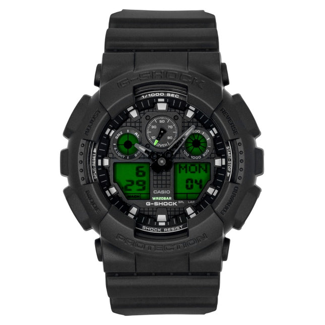 Casio G-Shock Analog Digital Black Dial Resin Quartz GA-100BEG-1A 200M Men's Watch