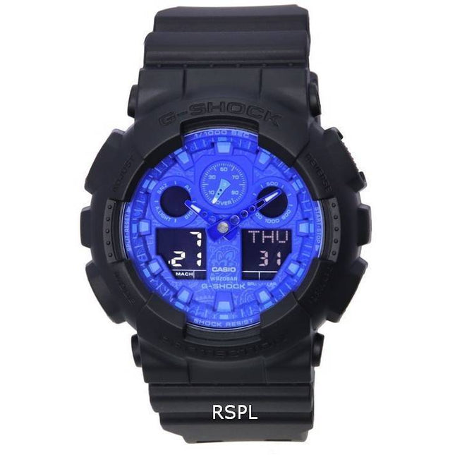 Casio G-Shock Analog Digital Blue Dial Quartz GA-100BP-1A GA100BP-1 200M Mens Watch