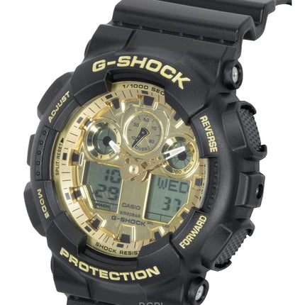 Casio G-Shock Resin Strap Analog Digital Gold Dial Quartz GA-100GGB-1A9 200M Men's Watch