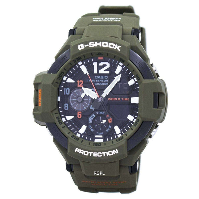 Casio G-Shock Gravitymaster Analog Digital Twin Sensor World Time GA-1100KH-3A Men's Watch