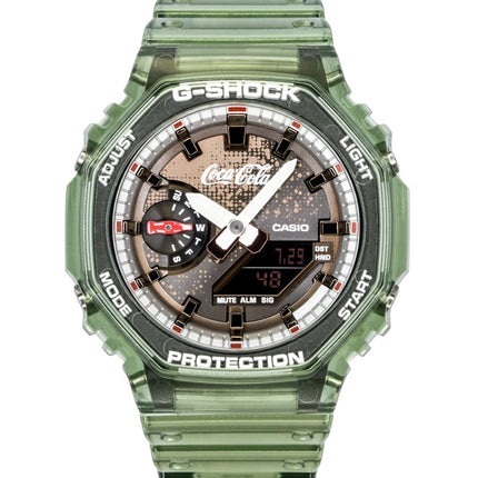 Casio G-Shock Coca Cola Collaboration Analog Digital Bio-Based Resin Strap Brown Dial Quartz GA-2100CC-3A 200M Men's Watch