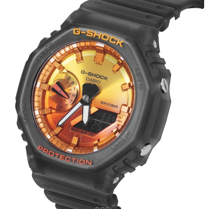 Casio G-Shock Analog Digital Resin Strap Orange Dial Quartz GA-2100FLS-8A4 200M Men's Watch