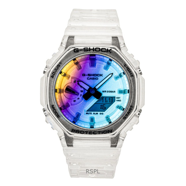 Casio G-Shock Analog Digital Transparent Resin Strap Multicolor Dial Quartz GA-2100SRS-7A 200M Men's Watch