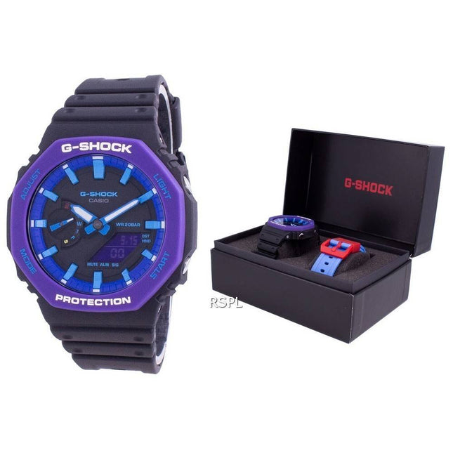 Casio G-Shock World Time Quartz GA-2100THS-1A GA2100THS-1A With Gift Set 200M Men's Watch