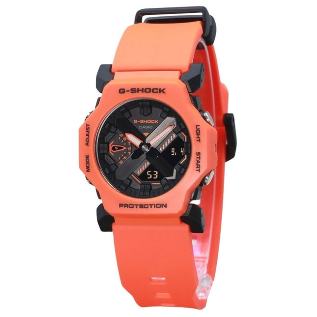 Casio G-Shock Analog Digital Bio-Based Orange Resin Strap Black Dial Quartz GA-2300FL-4A 200M Men's Watch