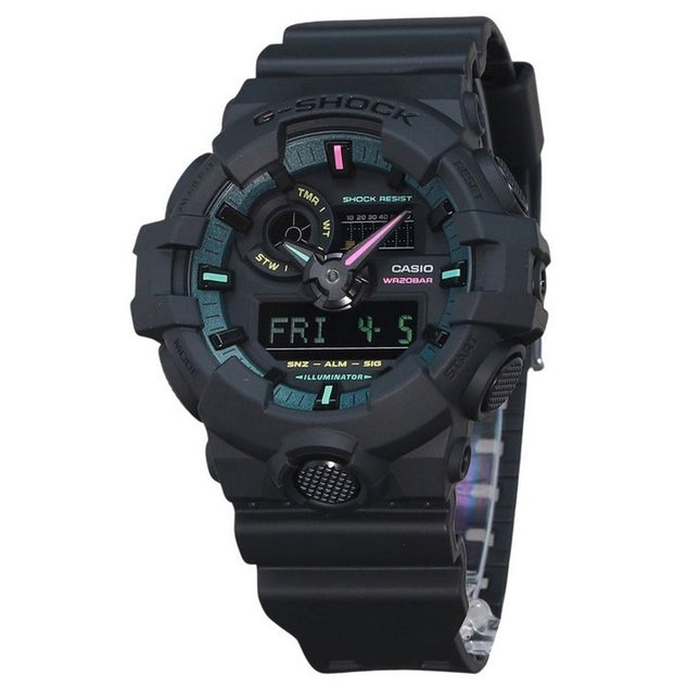 Casio G-Shock Analog Digital Multi Fluorescent Accents Series Resin Strap Black Dial Quartz GA-700MF-1A 200M Men's Watch