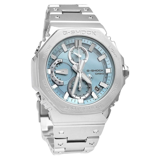 Casio G-Shock Full Metal Analog Chronograph Smartphone Link Ice Blue Dial Tough Solar GMC-B2100AD-2A 200M Men's Watch