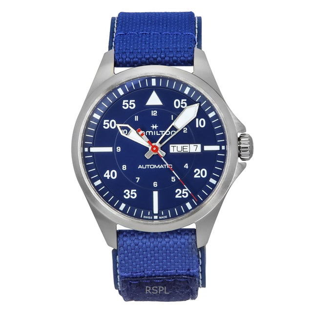 Hamilton Khaki Aviation Pilot Air-Glaciers Edition Textile Strap Blue Dial Automatic H64655941 100M Men's Watch