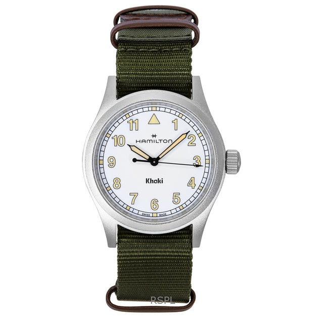 Hamilton Khaki Field Textile Strap White Dial Quartz H69401910 Unisex Watch