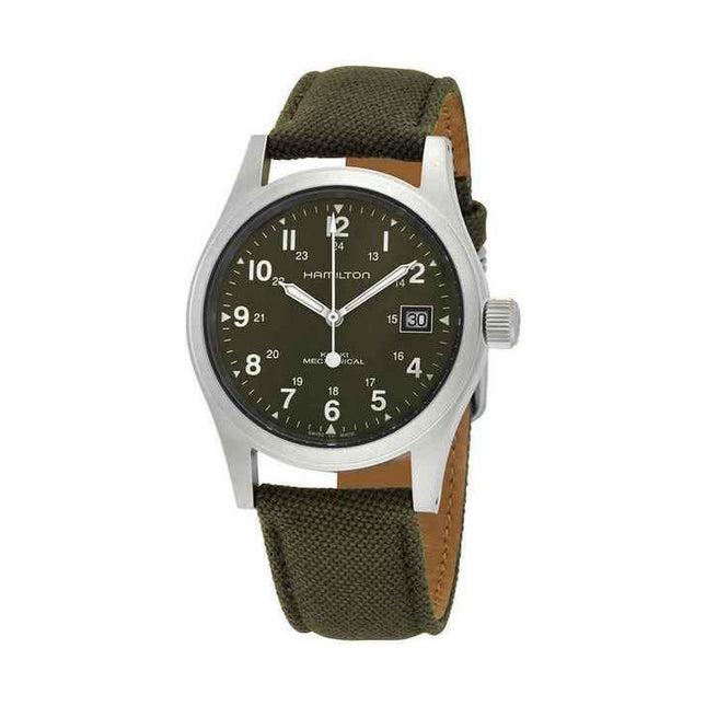 Hamilton Khaki Field Mechanical Canvas Strap Green Dial H69439363 Men's Watch