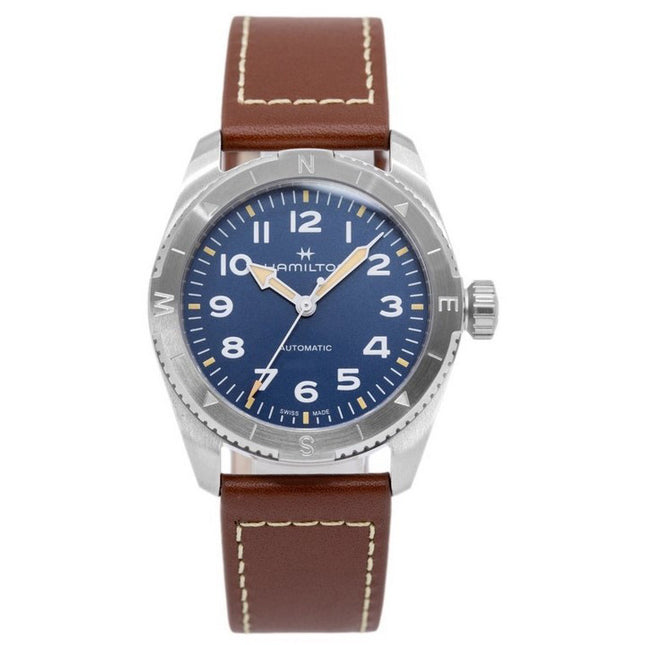Hamilton Khaki Field Expedition Leather Strap Blue Dial Automatic H70225540 100M Men's Watch