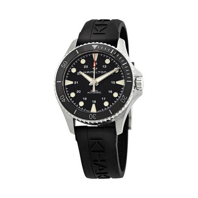 Hamilton Khaki Navy Scuba Rubber Strap Black Dial Automatic Diver's H82515330 300M Men's Watch