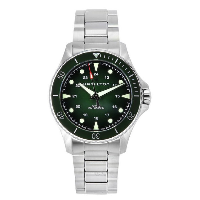Hamilton Khaki Navy Scuba Stainless Steel Green Dial Automatic Diver's H82525160 300M Men's Watch