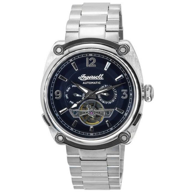 Ingersoll The Michigan Stainless Steel Dark Blue Open Heart Dial Automatic I01107 Men's Watch