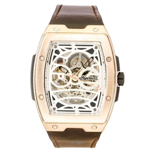 Ingersoll The Challenger Leather Strap Skeleton Silver Dial Automatic I12303 Men's Watch
