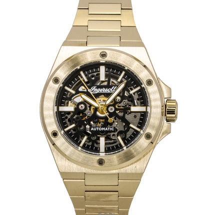 Ingersoll The Baller Gold Tone Stainless Steel Black Skeleton Dial Automatic I15001 Men's Watch