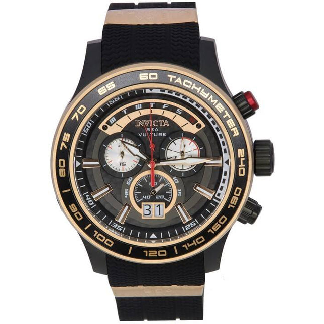 Invicta Sea Vulture Black Silicone Black Dial Quartz 35025 100M Men's Watch