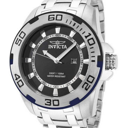 Invicta Pro Diver Stainless Steel Black Dial Quartz 39118 100M Men's W