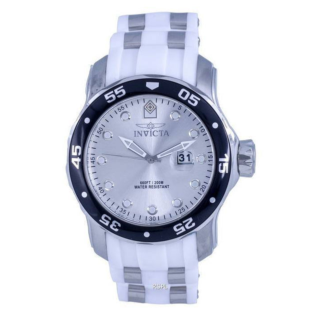 Invicta Pro Diver Silicon Silver Dial Quartz 39411 200M Mens Watch