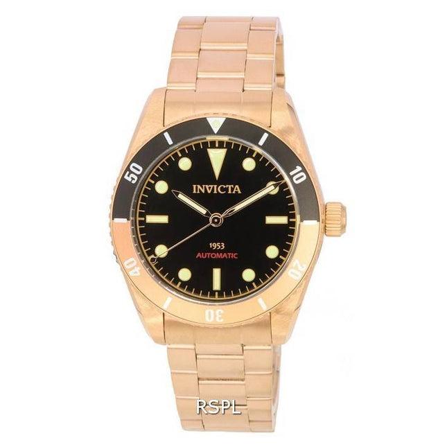 Invicta Pro Diver Zager Exclusive Rose Gold Tone Black Dial Automatic Divers 40490 200M Mens Watch