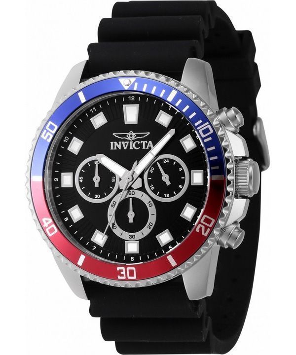 Invicta Pro Diver Chronograph Silicone Strap Black Dial Quartz 46119 Men s Watch