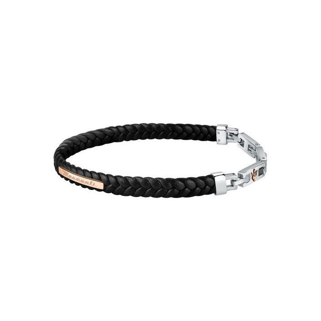 Maserati Jewels Leather And Stainless Steel Bracelet JM222AVE01 For Men
