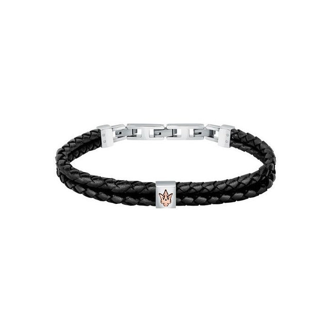 Maserati Jewels Recycled Leather And Stainless Steel Bracelet JM422AVE13 For Men