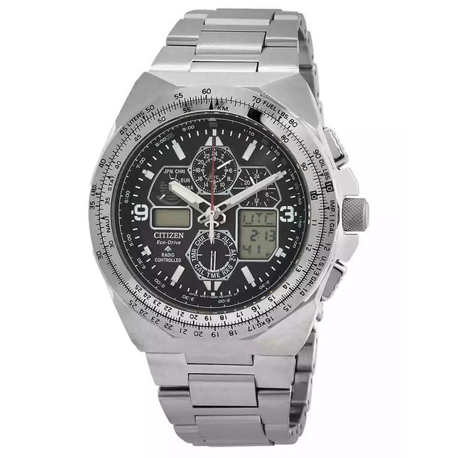Citizen Promaster Skyhawk A-T Chronograph Stainless Steel Black Dial Eco-Drive JY8120-58E 200M Men's Pilot Watch