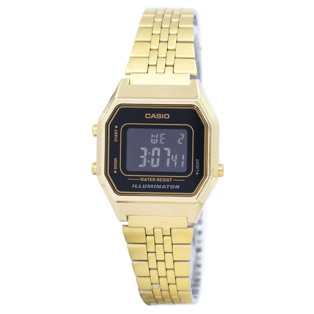 Casio Digital Quartz Stainless Steel Illuminator LA680WGA-1BDF LA680WGA-1B Womens Watch