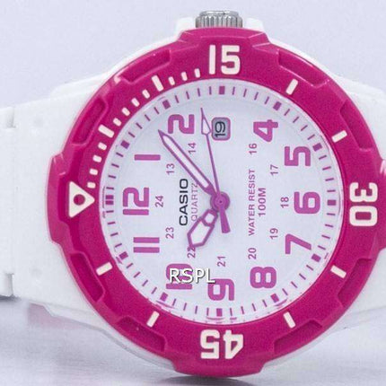Casio Analog Hot Pink White Dial LRW-200H-4BVDF LRW-200H-4BV Womens Watch