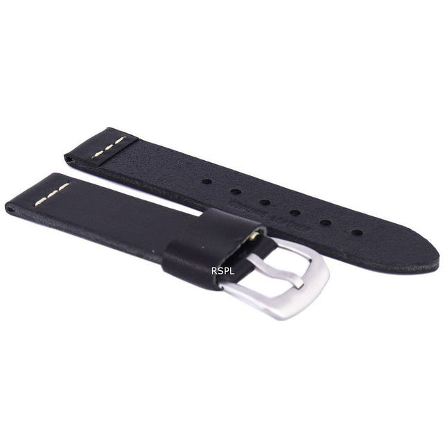 Black Ratio Brand Leather Watch Strap 22mm