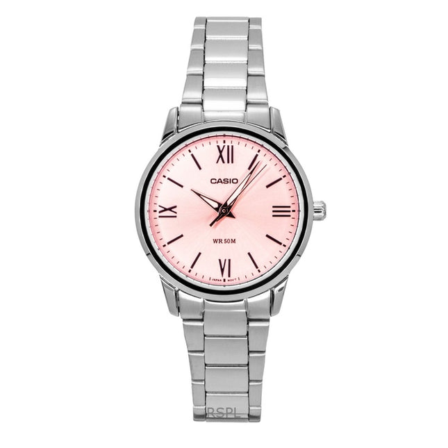 Casio Analog Stainless Steel Pink Dial Quartz LTP-1303DD-4AV Women's Watch