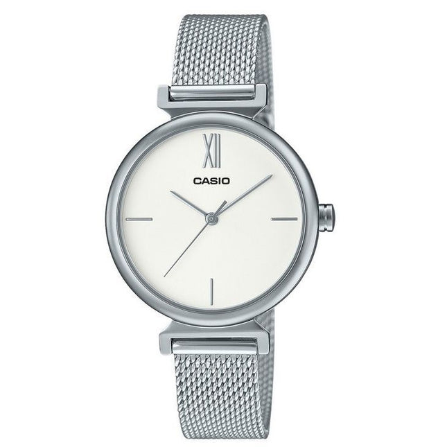 Casio Analog Stainless Steel Silver Dial Quartz LTP-2024VM-7C Women's Watch With Bangle Set