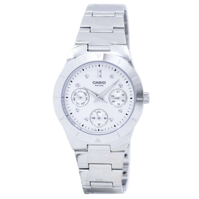 Casio Enticer Analog Quartz Silver Dial LTP-2083D-7AVDF LTP-2083D-7AV Womens Watch