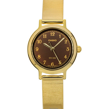 Casio Standard Analog Gold Tone Stainless Steel Brown Dial Quartz LTP-B170G-5BV Women's Watch