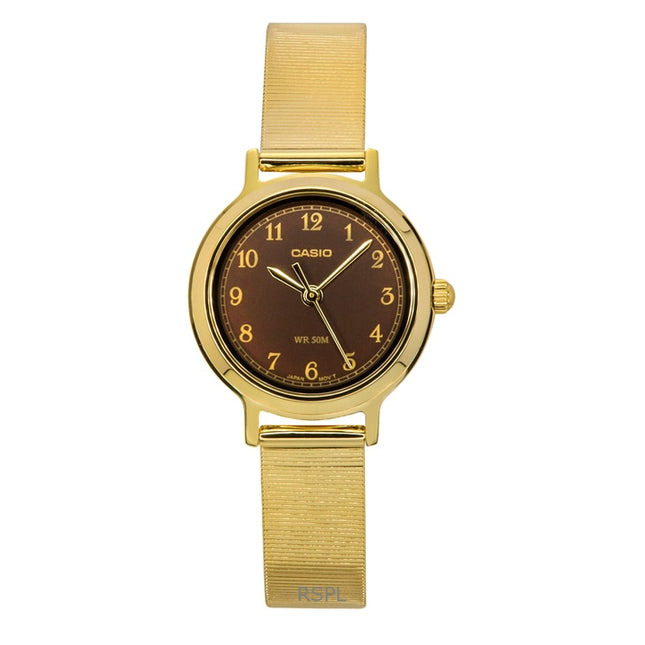 Casio Standard Analog Gold Tone Stainless Steel Brown Dial Quartz LTP-B170G-5BV Women's Watch