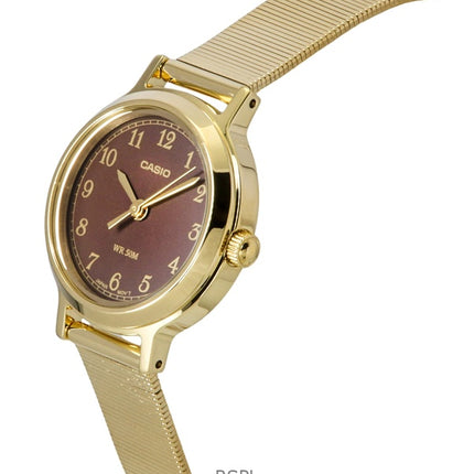 Casio Standard Analog Gold Tone Stainless Steel Brown Dial Quartz LTP-B170G-5BV Women's Watch