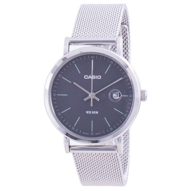 Casio Analog Black Dial Stainless Steel LTP-E175M-1E LTPE175M-1 Womens Watch