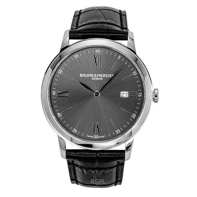 Baume & Mercier Classima Leather Strap Black Dial Quartz M0A10416 Men's Watch
