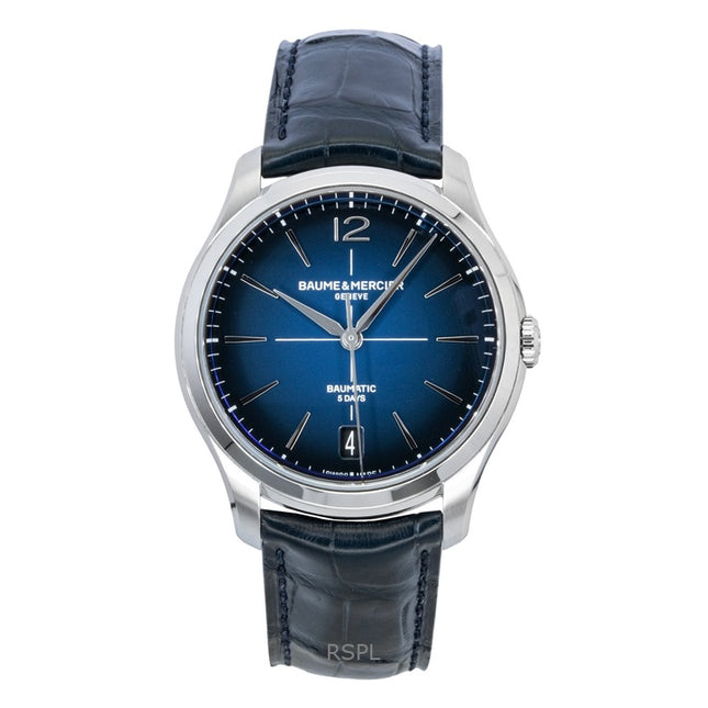 Baume & Mercier Clifton Leather Strap Blue Dial Automatic M0A10771 Men's Watch